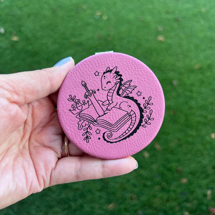 Book Dragon | Leatherette Compact Mirror