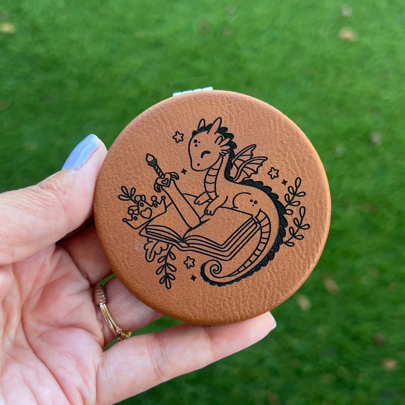 Book Dragon | Leatherette Compact Mirror