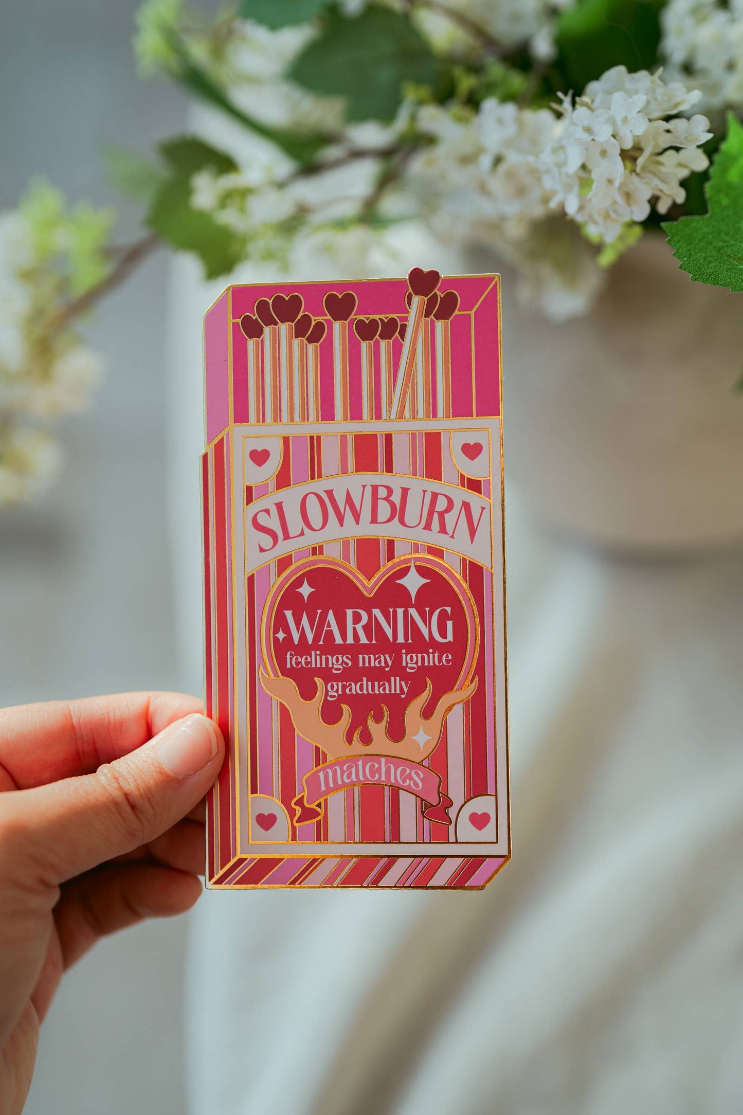 Gold Foil Slow Burn Matchbox Bookmark | Valentine's Day: Orange Tassel